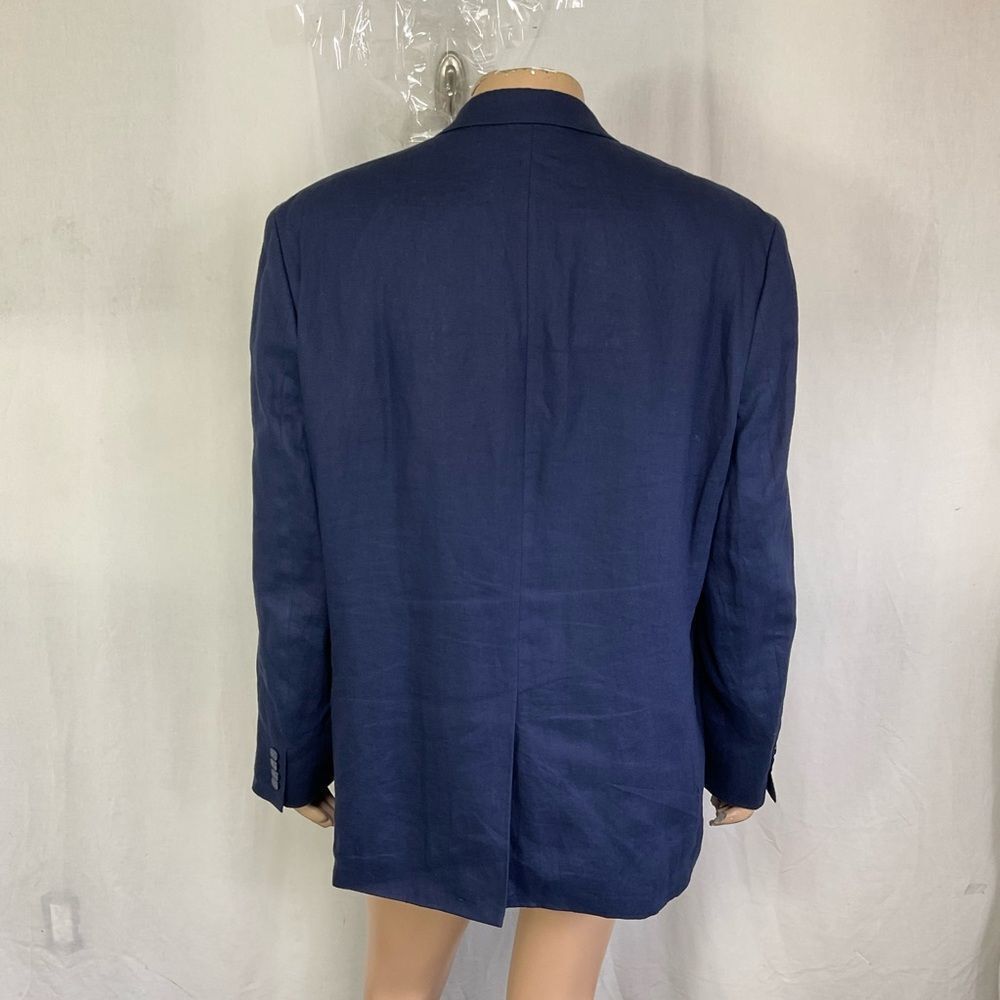 Lauren Ralph Lauren  Mens Store Blue Linen Suit Sport Coat Blazer Jacket 48L - Picture 4 of 16